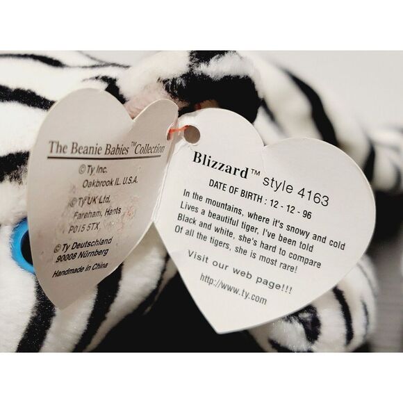 Blizzard White Tiger Lot of 2 Ty Beanie Babies #4163 1996 Retired PVC - Picture 10 of 11